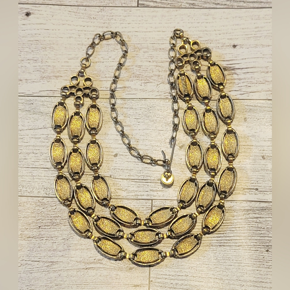 SARAH COVENTRY Desert Flowers Triple-strand Bib Necklace Vintage 1960's - Picture 2 of 4